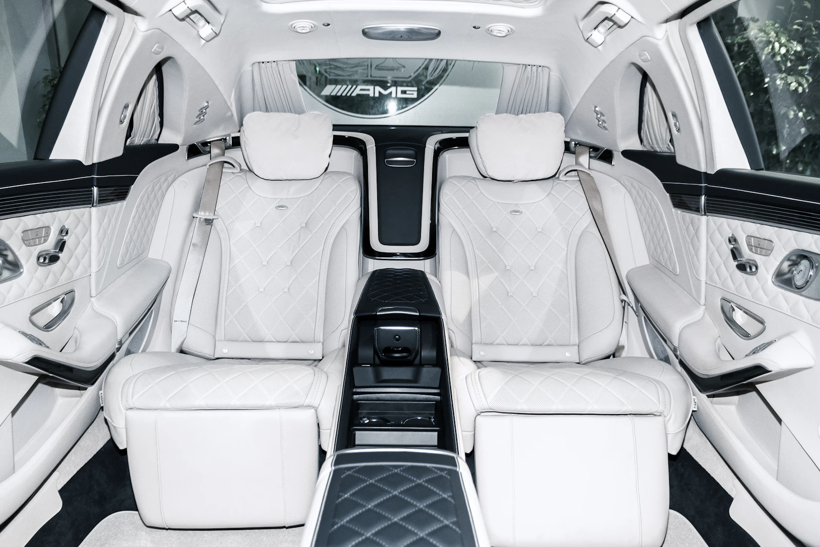 Leather seats inside a premium minivan used for private transfers
