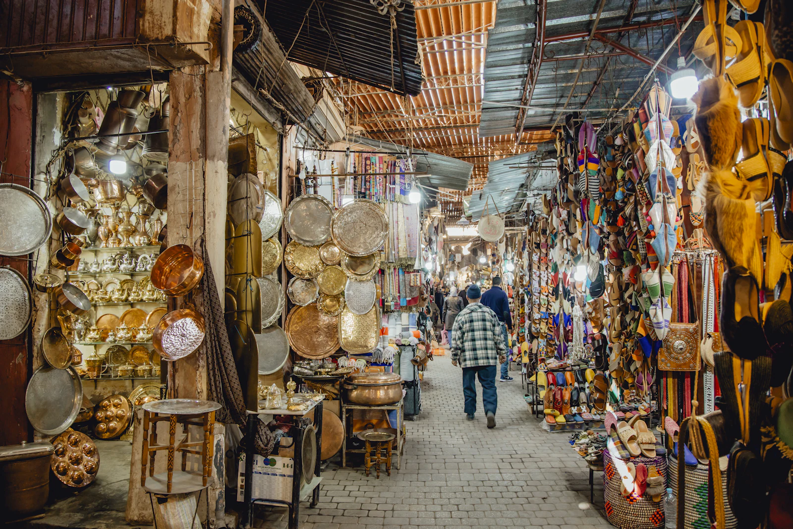 Busy souk lane in the Marrakech medina Busy souk lane in the Marrakech medina