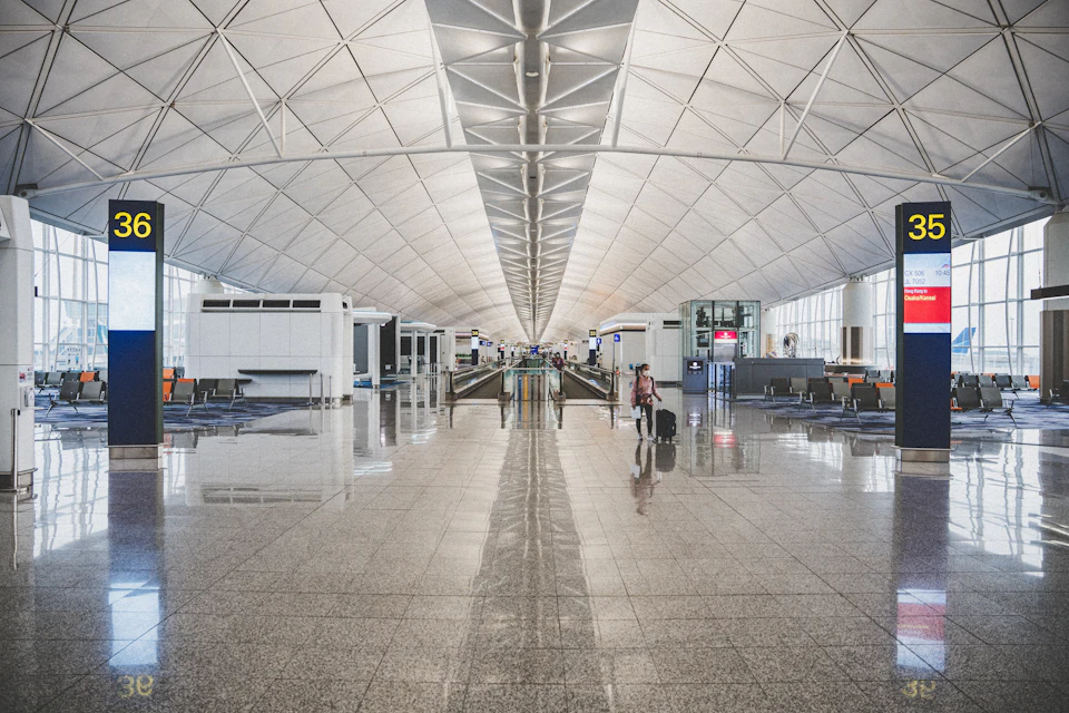 Modern terminal interior at Marrakech Menara Airport, the starting point for every journey into the city centre.